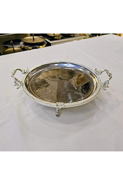 MaviDamla Stainless Steel Tray with Casted Edge Frame 25 cm Silver