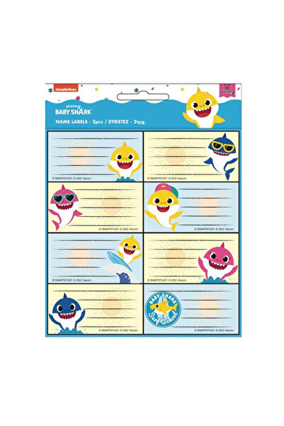 Baby Shark Set de 16 etichete galbene
