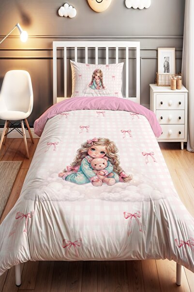 EVPANYA مجموعة أغطية سرير الأطفال من برينسيز ريبون جاردن منقوش مفرد