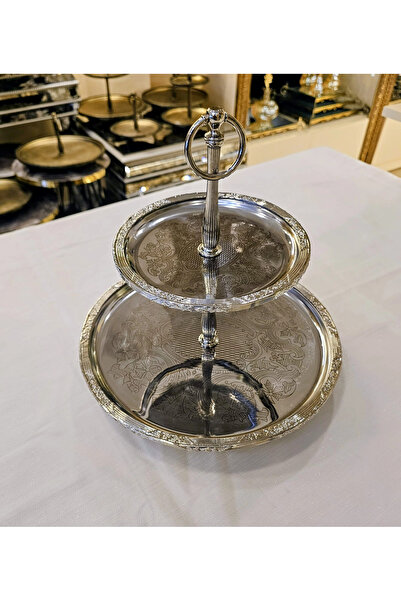 MaviDamla 2-Layer Stainless Steel Presentation Plate 30/19 Cm. Silver
