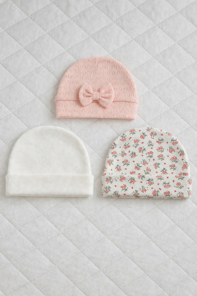 miniboncuk 3-Piece Coffee Series 100% Cotton Baby Hat