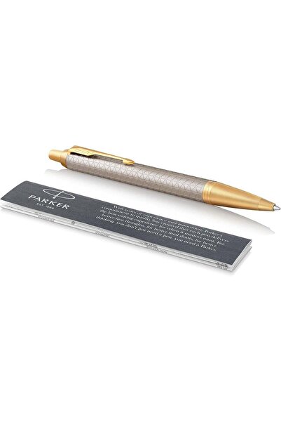 Parker قلم حبر جاف IM - لون فضي وذهبي دافئ فاخر مع عبوة حبر أسود متوسطة السن-...