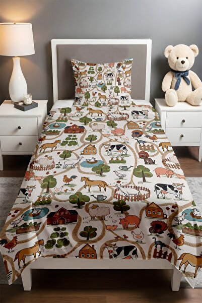 EVPANYA Cheerful Farm Patterned Single Baby Kids Piqué Set