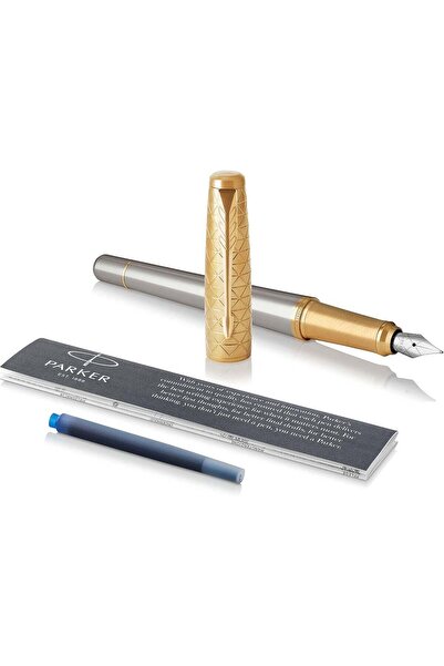 Parker قلم حبر أوربان، مسحوق ذهبي فاخر، سن متوسط ​​مع عبوة حبر أزرق قابلة لإع...