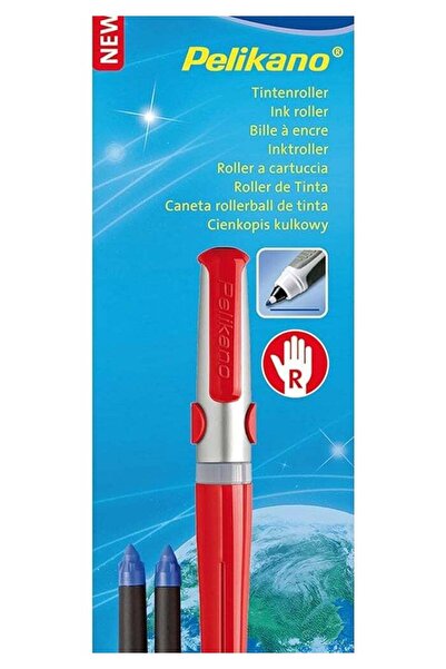 Pelikan قلم حبر جاف بيليكانو R480 أحمر مع عبوات حبر أزرق-5180