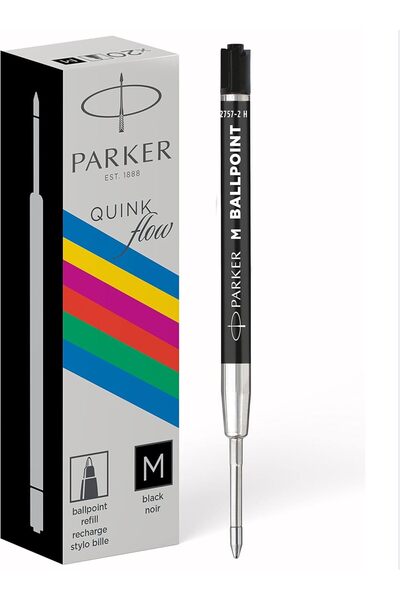 Parker Ballpoint Pen Refills | Medium Tip | Quink Flow Black Ink | Pack of 20