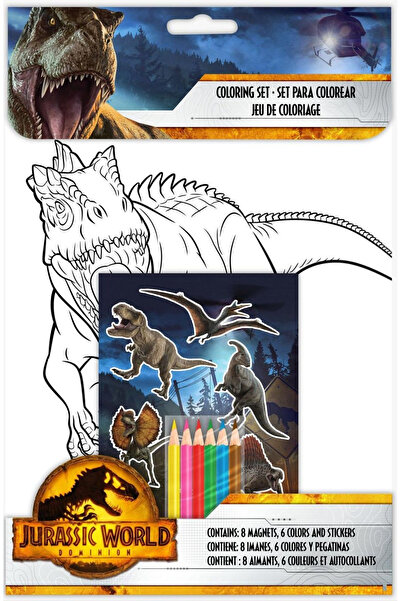 JURASSIC WORLD Комплект за оцветяване с многоцветни стикери 6