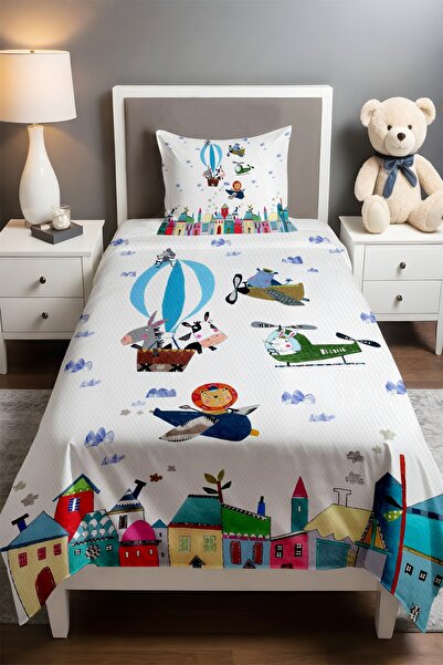 EVPANYA Aircraft Patterned Single Baby Kids Piqué Set