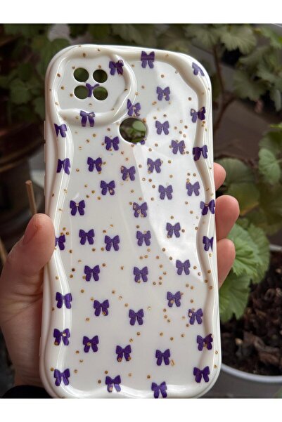 yuscerham Redmi 9C Uyumlu Mor Fiyonk Desenli Yumuşak Silikon Kılıf