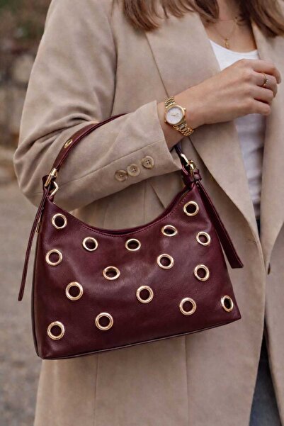 themoiss The Moi̇ss Women's Staple Print Mngo Bordo Suni̇ De Leather Muz Ve E...