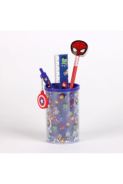 AVENGERS Set de papetărie Marvel cu 5 piese și suport, 24,5x14x7 cm, albastru