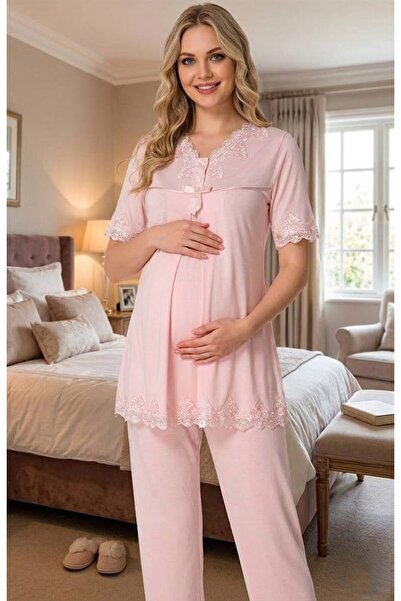 BLACKMORE طقم بيجامة للحوامل من قطن قطع بأكمام قصيرة بتصميم خاص للنساء من دان...