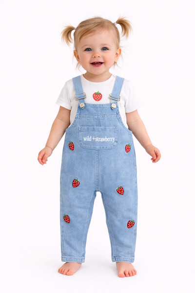 MORE KIDS Kız Bebek Salopet / Salopet Kız bebek Takım Çilekli Kız bebek Salop...