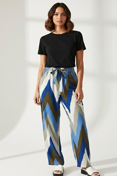 Cockatoo 3030 High Waist Patterned Viscose Loose Summer Women's - Comfortable...