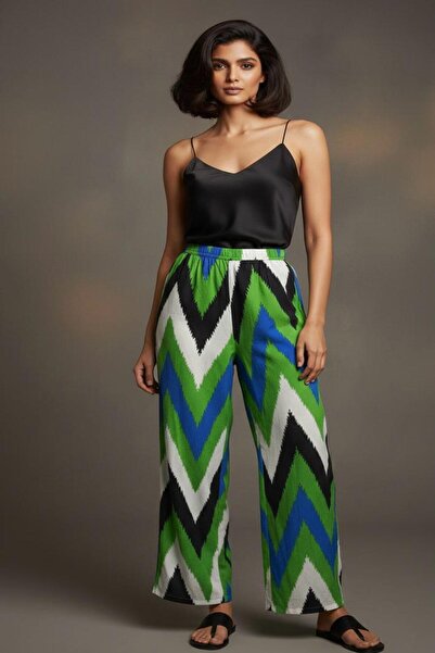 Cockatoo 3030 High Waist Patterned Viscose Loose Summer Women's - Comfortable...