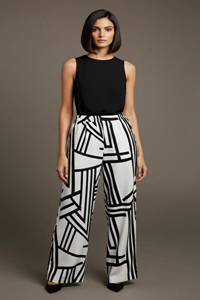 Cockatoo 3030 High Waist Patterned Viscose Loose Summer Women's - Comfortable...