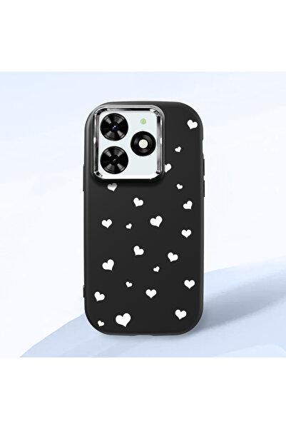 ucuc حافظة من السيليكون الأسود بنمط قلب متوافقة مع هاتف Infinix Smart 8/8 Pro...