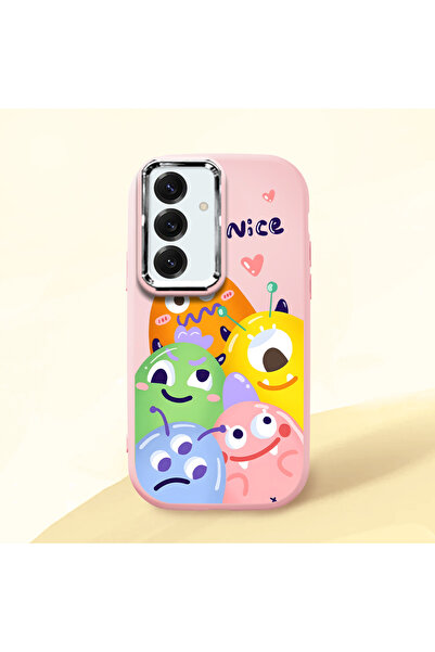 ucuc حافظة سيليكون وردية متوافقة مع هاتف سامسونج جالاكسي S24 مزودة بـ ماصّ لل...