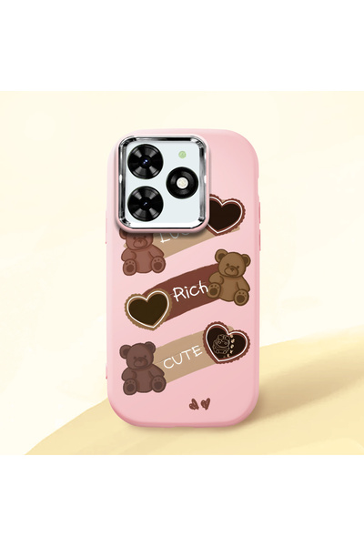 ucuc حافظة سيليكون وردية متوافقة مع هاتف Infinix Smart 8/8 Pro مع حماية للكام...