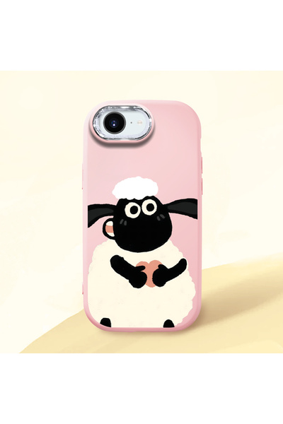 ucuc iPhone 16E Uyumlu Darbe Emici Kamera Korumalı pembe Silikon Kılıf Kuzu D...