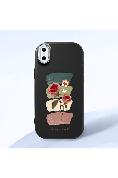 ucuc iPhone X/XS Uyumlu Darbe Emici Kamera Korumalı Siyah Silikon Kılıf Sanat...