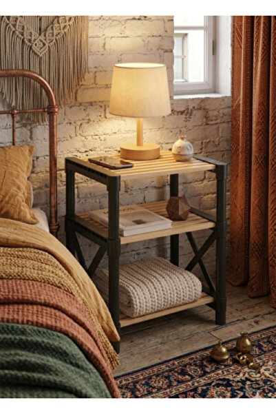 CasaNovi ZENNA Ahşap Dekoratif Yan Sehpa SİYAH