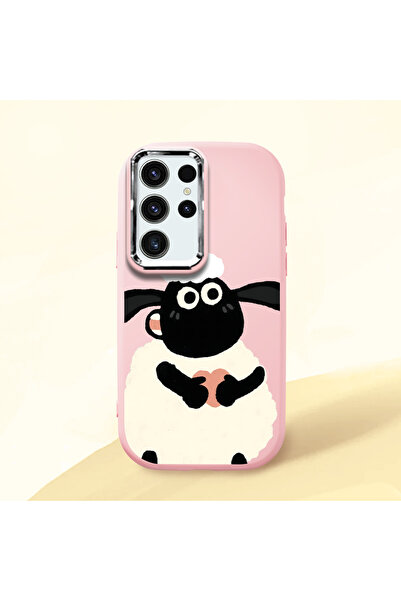 ucuc حافظة سيليكون وردية اللون متوافقة مع هاتف سامسونج جالاكسي S23 الترا مع ح...