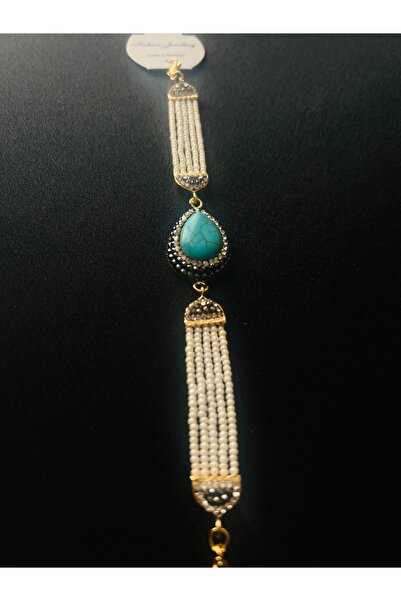 SENTİA ACCSSESORY Turquoise Stone Pearl Bracelet