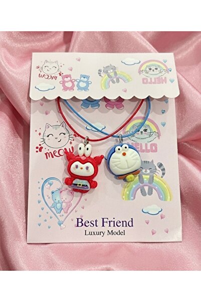 EFSU BİJUTERİ 2’li Kuromi ve Doraemon Figürlü Bff Arkadaşlık Kolyesi