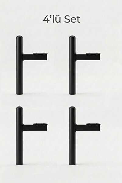 NİKSA METAL Füze Ayak Siyah-17cm4'lü Set-Modern Metal Mobilya Ayağı-Koltuk Ka...