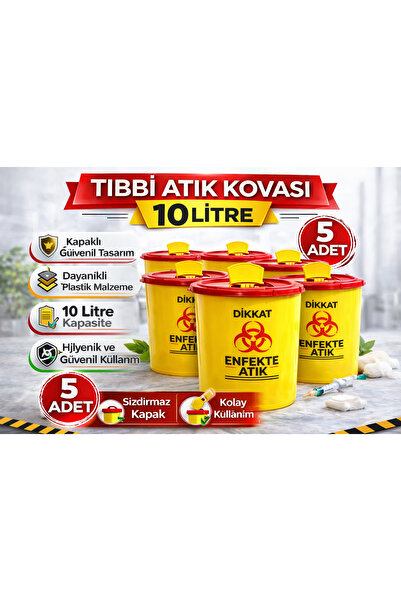 Twin Store Waste Bucket 10 Liters 5 Pieces Waste Bin with Lid Infectious Wast...