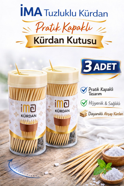 Genel Markalar İMA Tuzluklu Kürdan 3 Adet | Pratik Kapaklı Kürdan Kutusu