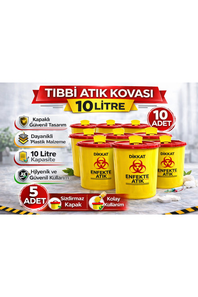 Twin Store Waste Bucket 10 Liters 10 Pieces Waste Bin with Lid Infectious Was...