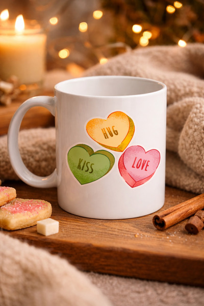 CT STONES Hug Kiss Love Model 10 Porcelain Mug – Chirping Heart Design, Lover...