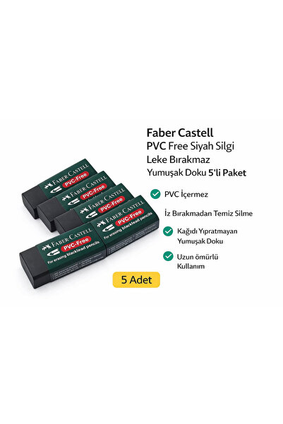 Generic Brand No:30 Pvc Free Black Eraser 5 Pieces Non-Staining Soft Texture
