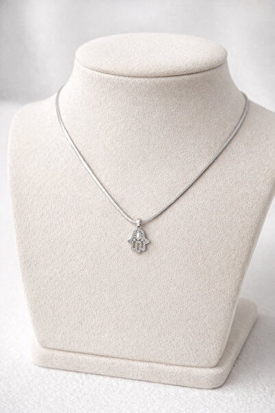 Generic Brand Zircon Stone Hamsa Fatma Hand Steel Necklace Model 1 – Non-Tarn...