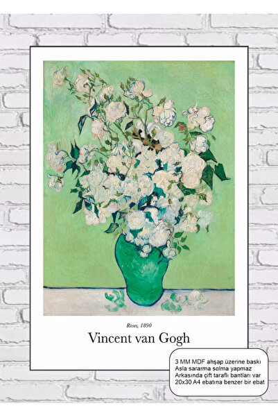 Hayat Poster Винсент ван Гог „Рози“ картина МДФ плоскост дървена постер