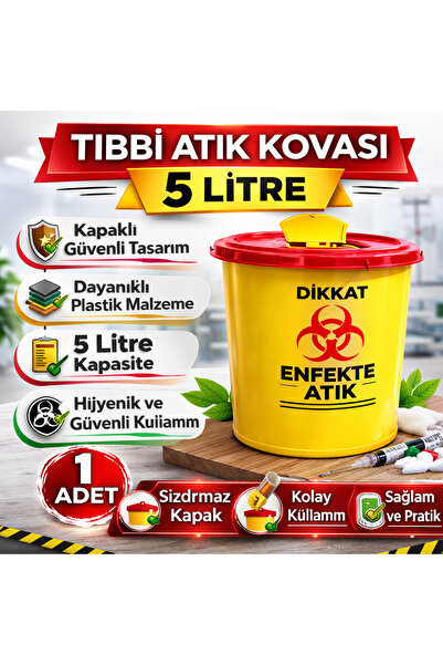 Twin Store Waste Bucket 5 Liters 1 Piece Waste Bin with Lid Infectious Waste ...