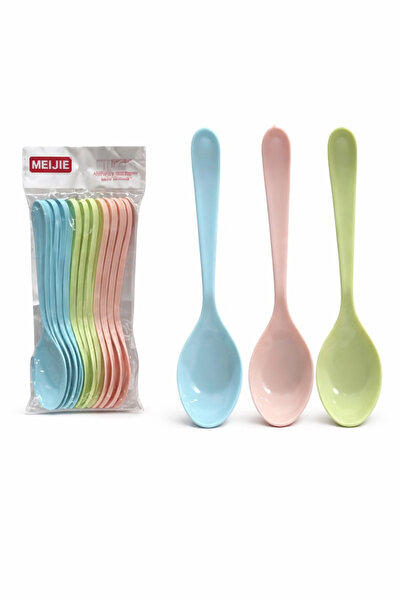 WDA Meijie Plastic Spoons Set, Pastel Blue Pink Green, 12-Pack
