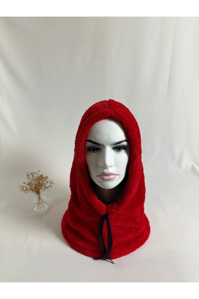 MegssStore قبعة بالاكلافا حمراء وبري مع غطاء للرقبة