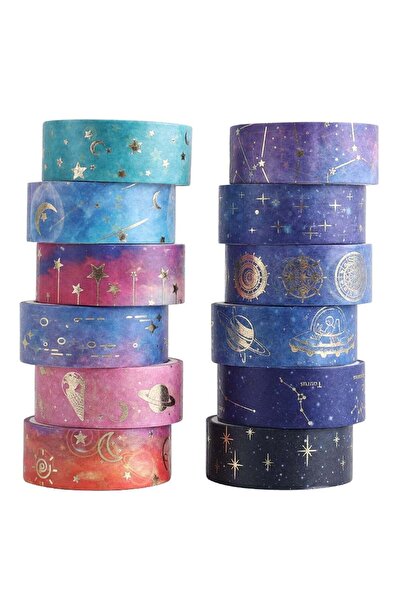 Arabest 12 Rolls Galaxy Purple Bronzing Washi Tape, DIY Decorative Stickers w...