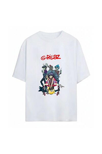 SVART WEAR تي شيرت Gorillaz مطبوع للجنسين مقاس كبير 100% قطن قطعة