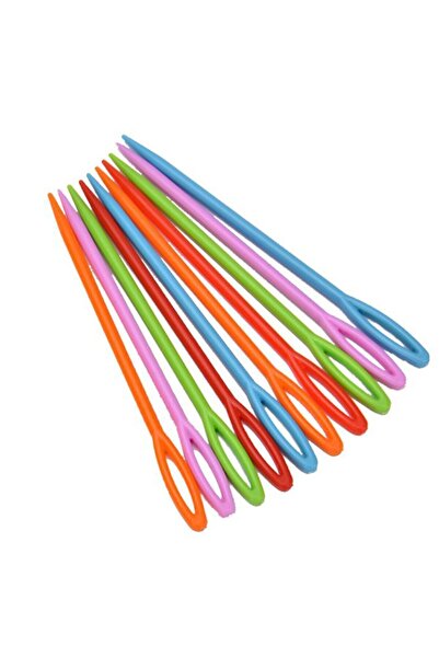 Uygun 20 adet Renkli Plastik Etamin ve Örgü İğnesi Seti - Güvenli Hobi İğnesi...