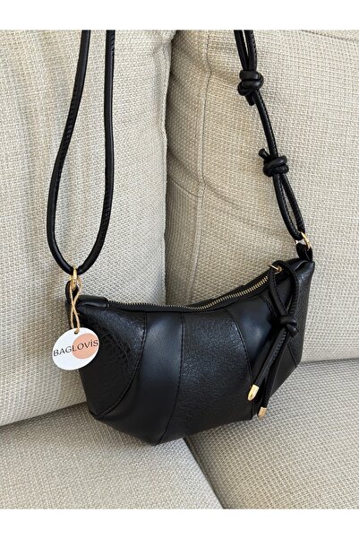 BAGLOVİS Model croissant cu noduri de culoare neagră pentru femei, elegant, p...