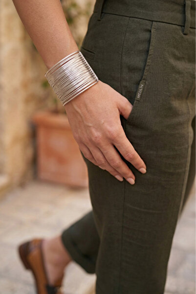 POEM JEWELLERY 925 Ayar Gümüş Kaplama Ayarlanabilir Çok Telli Manşet Bilezik ...