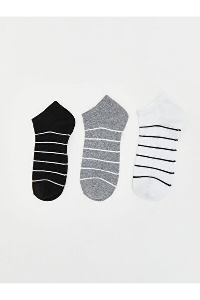 LC Waikiki Rmz Gi̇yi̇m Farkiyla Striped Women's Booties Socks 3-Piece Set