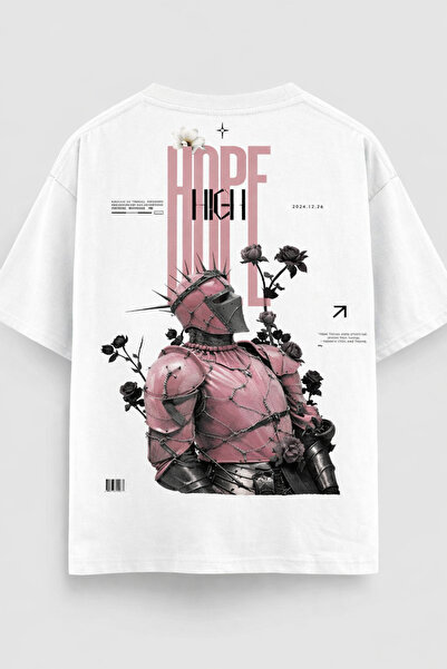 YOLO STREET تي شيرت كبير الحجم مطبوع عليه Hope High Knight Rose للجنسين مصنوع...