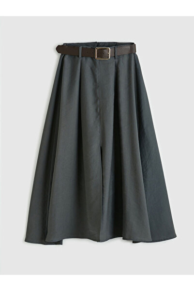 LC Waikiki Peak New Season Waistband A-Line Pleated Skirt with Belt Pockets