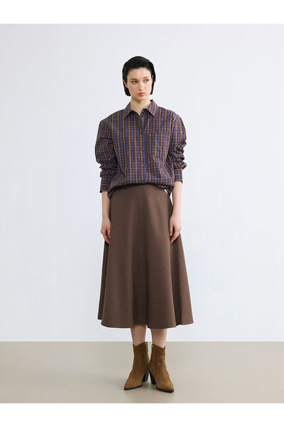 LC Waikiki Nevavm High Waist Zippered Flared Skirt with a Difference