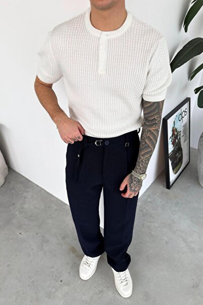 HAFKAGİYİM Біла трикотажна сорочка з ґудзиками та коміром Relaxed